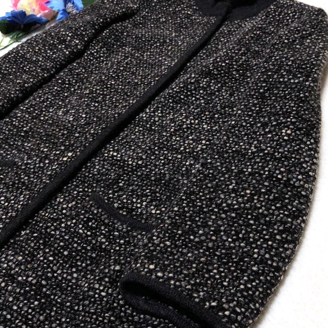 ⭕️美品　白タグ　マックスマーラ　ロングコート　ミンクファー　ツイード　ブラック系