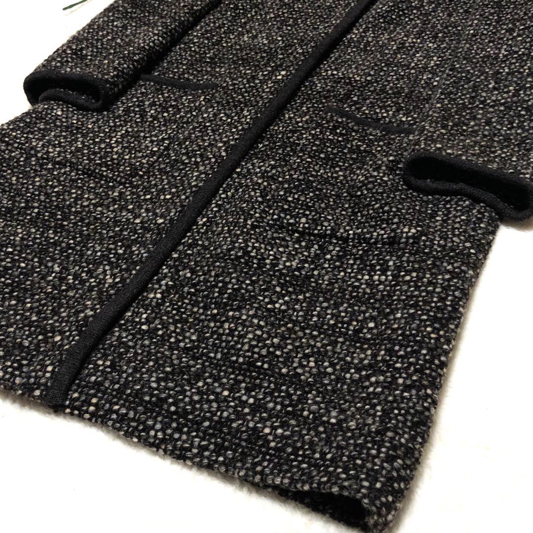 ⭕️美品　白タグ　マックスマーラ　ロングコート　ミンクファー　ツイード　ブラック系