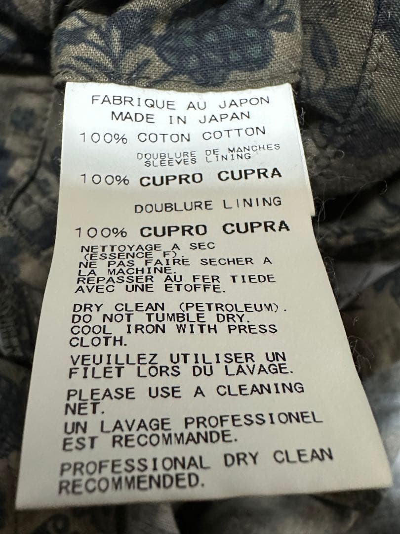 ヨウジヤマモトプールオム 15ss 花柄総柄 ボタン装飾 ノーカラージャケット