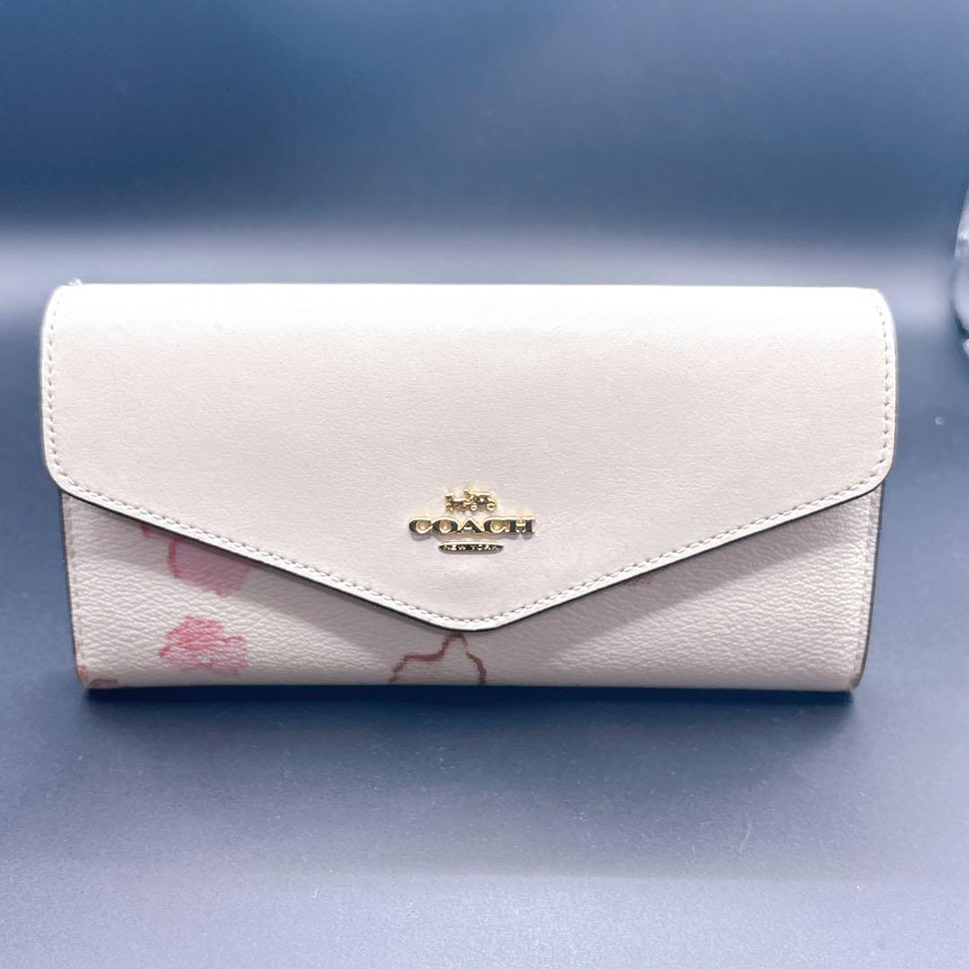 ✨極美品✨コーチ COACH ベージュ花柄 フラップ式 長財布