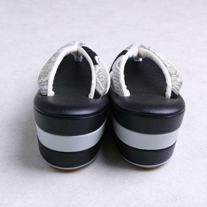 【新品】草履バッグ 振袖用 モダン花柄 黒系 24.5cm 日本製　03761