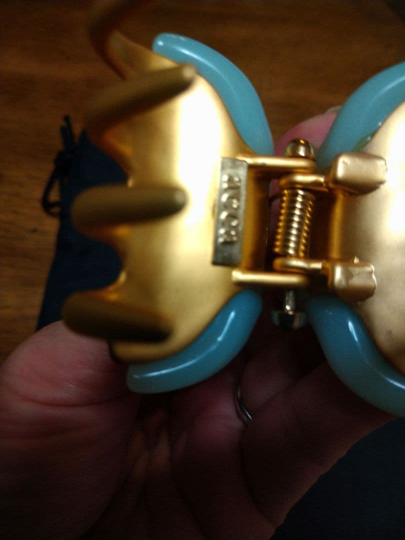 acca ヘアクリップ 青と金 花モチーフ