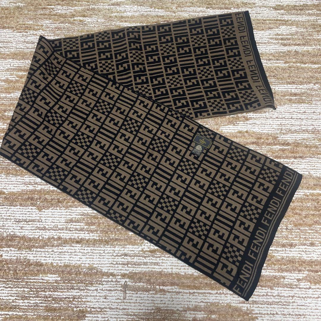 FENDI ウール マフラー ブラウン ブラック