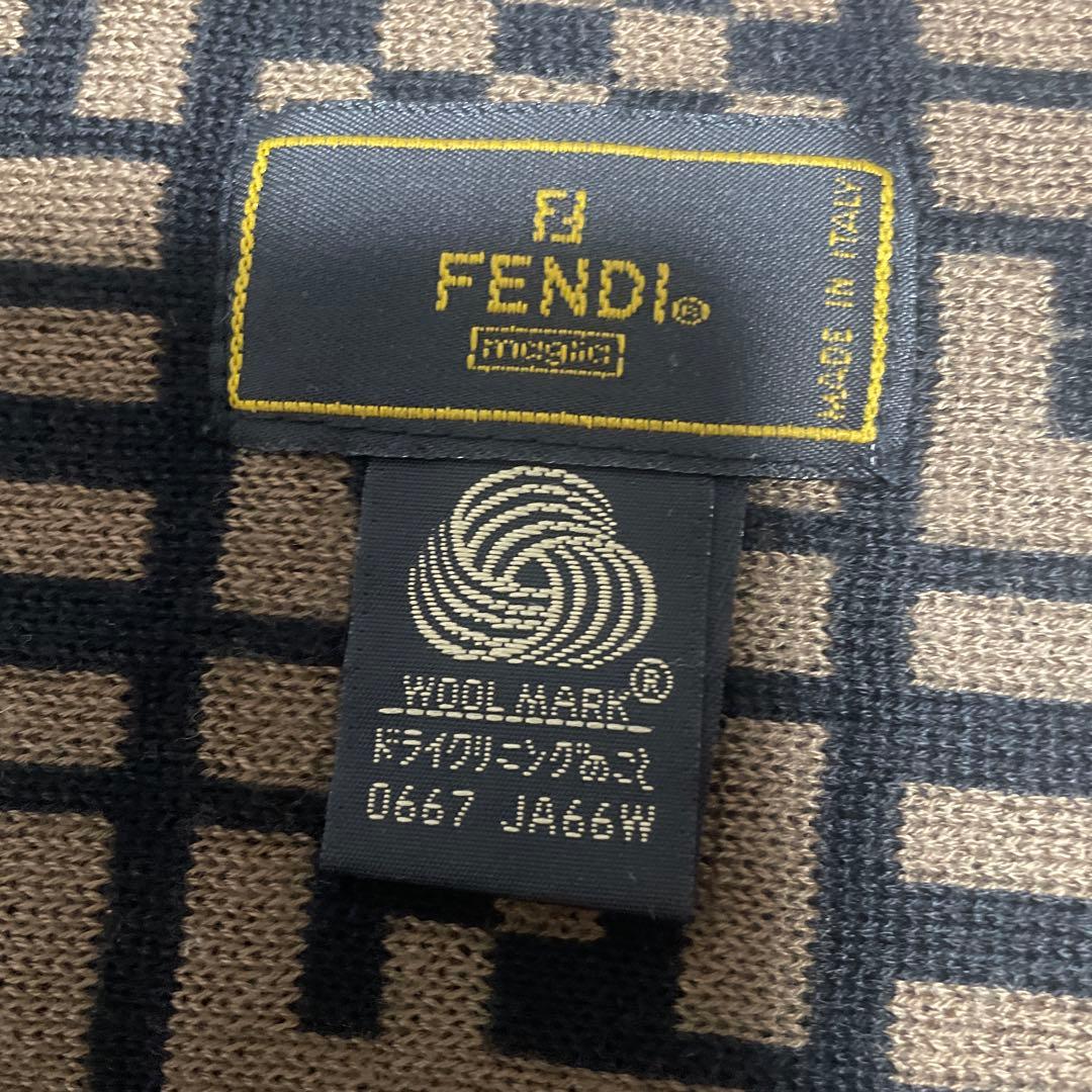 FENDI ウール マフラー ブラウン ブラック