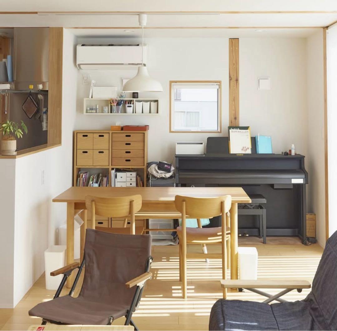 ⭐️送料込⭐️超美品⭐️２脚セット⭐️無印良品⭐️ラウンドチェア・布座・オーク材⭐️