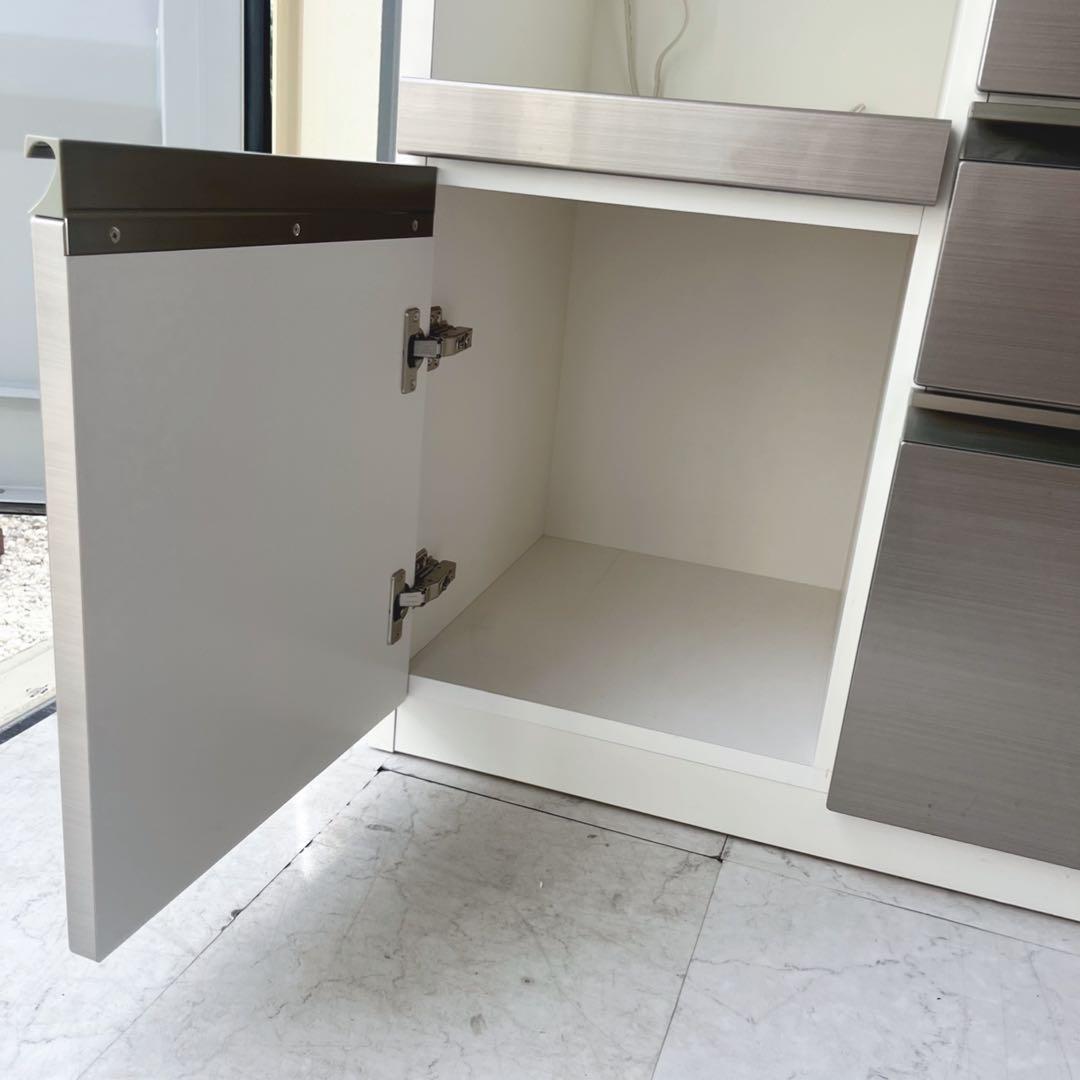 取付無料！大川 松田家具 木目調おしゃれブラウンインテリアキッチンボード 食器棚