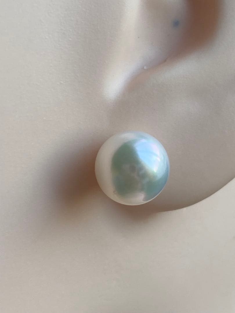 1970 あこや真珠　K18大玉8.5-9mm ピアス　Aly手作