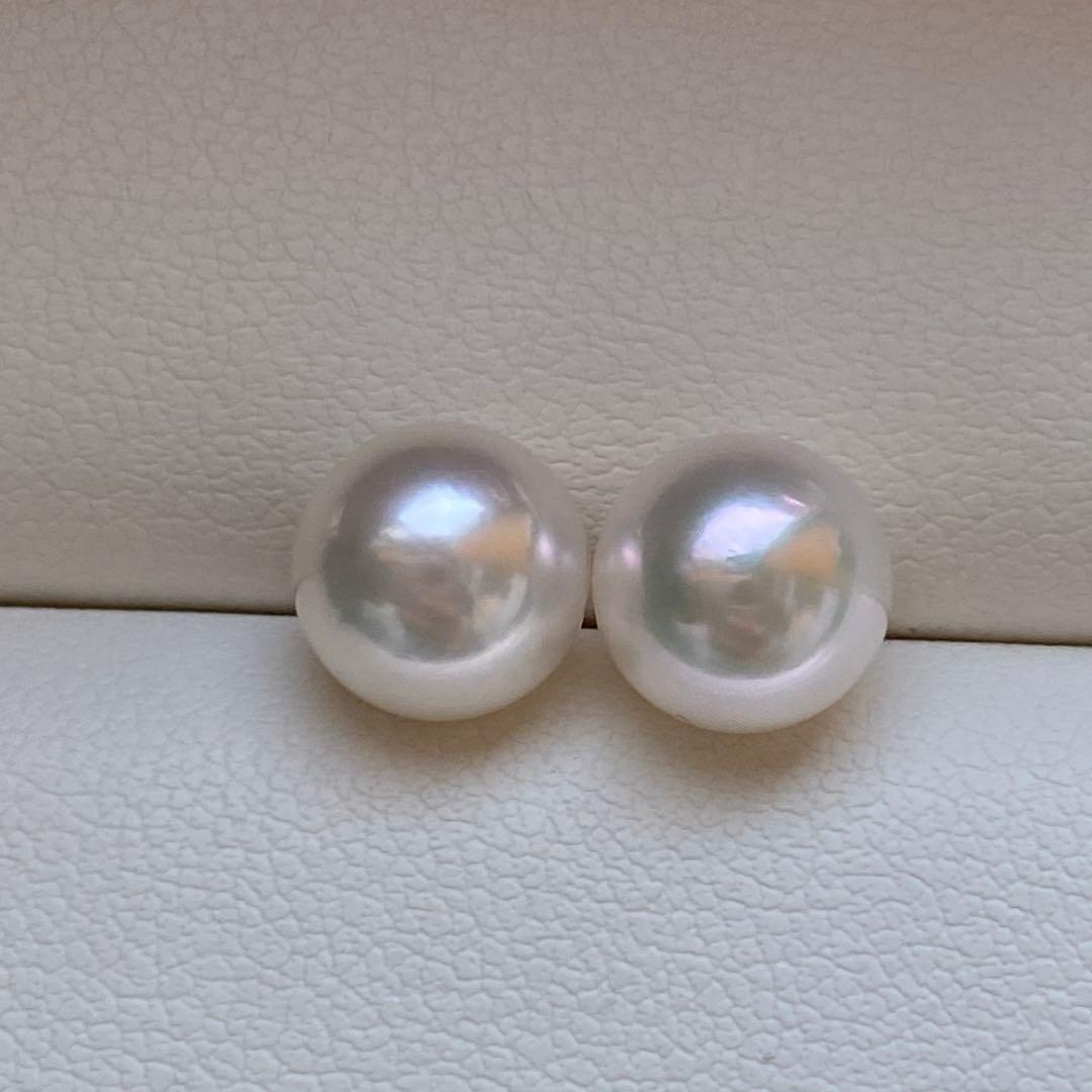 1970 あこや真珠　K18大玉8.5-9mm ピアス　Aly手作
