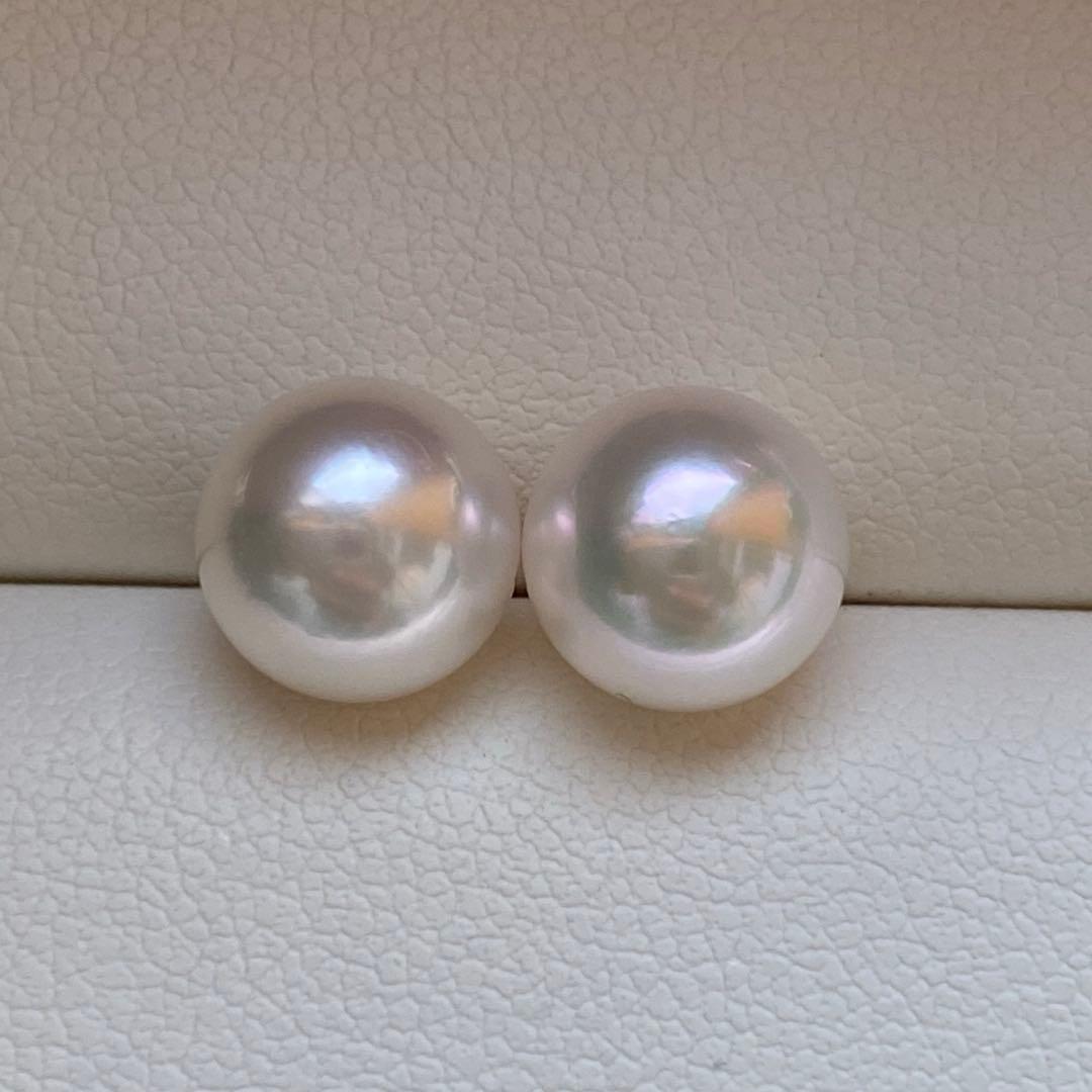1970 あこや真珠　K18大玉8.5-9mm ピアス　Aly手作