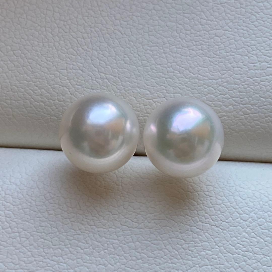 1970 あこや真珠　K18大玉8.5-9mm ピアス　Aly手作