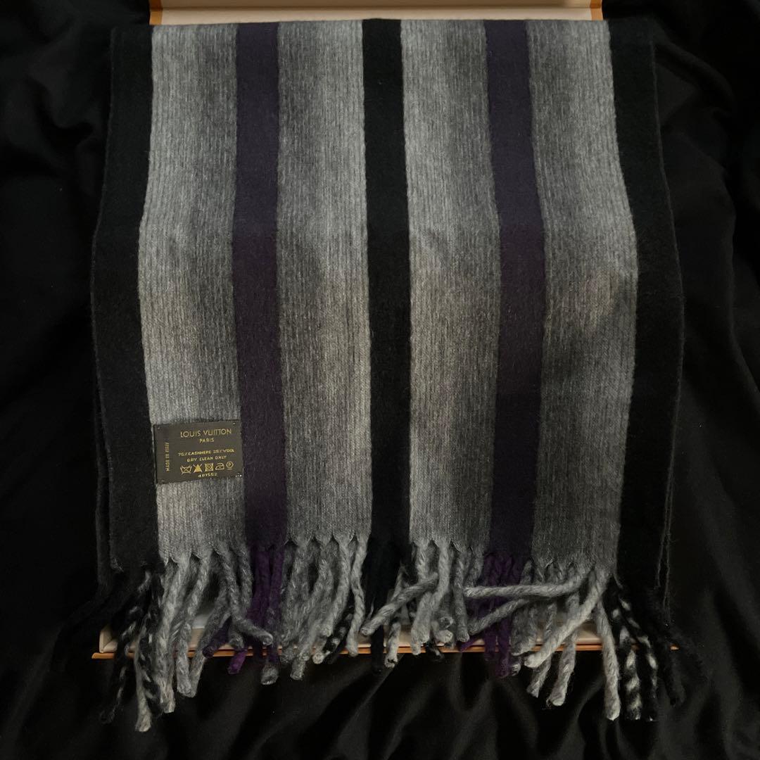 LOUIS VUITTON ストライプマフラー グレー