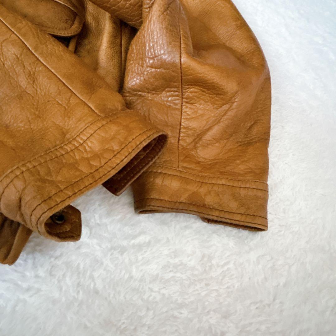 【希少】ヴィンテージ レザーフライトジャケット 牛革 ボア襟 キャメル　M
