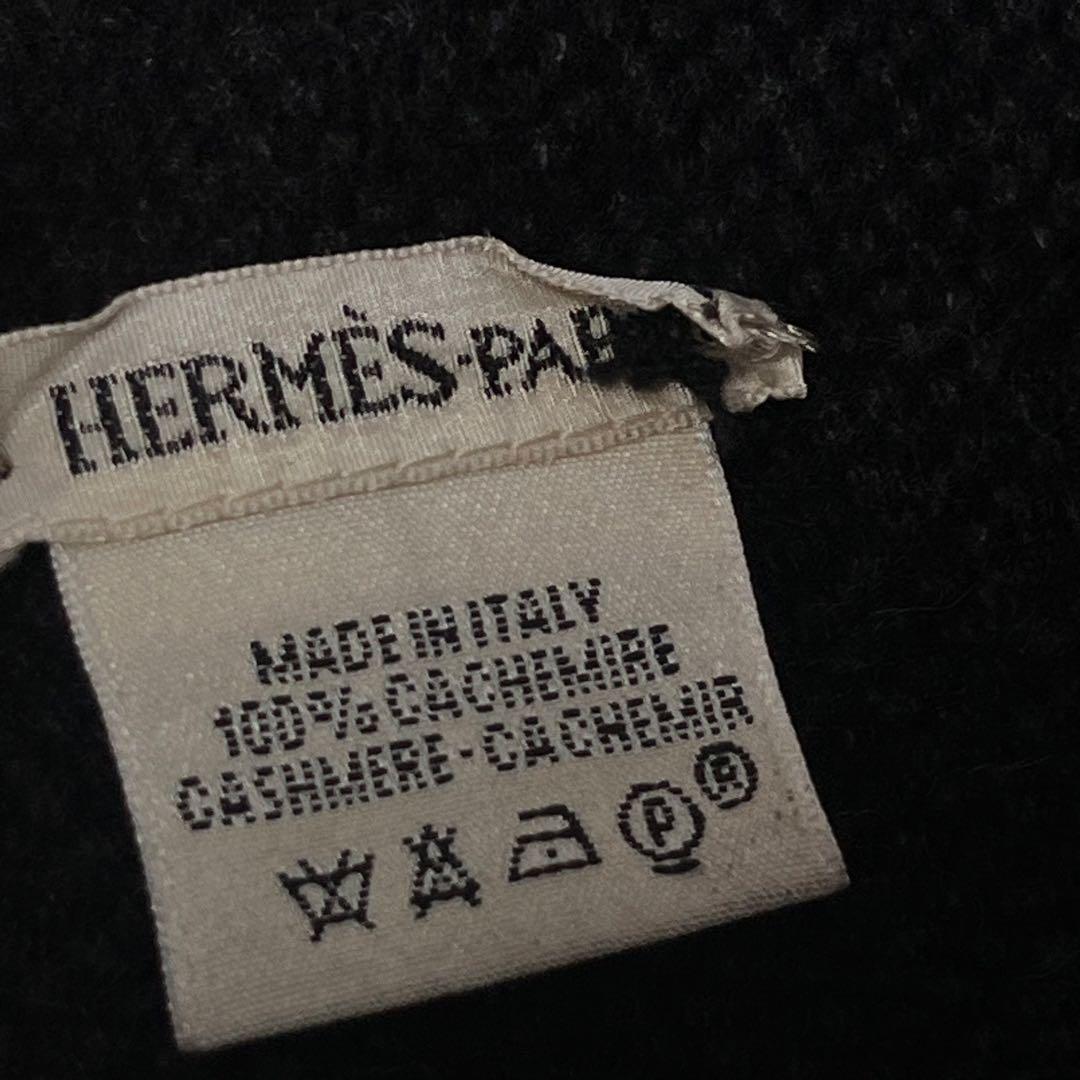 HERMES エルメス カシミヤ ブラック マフラー