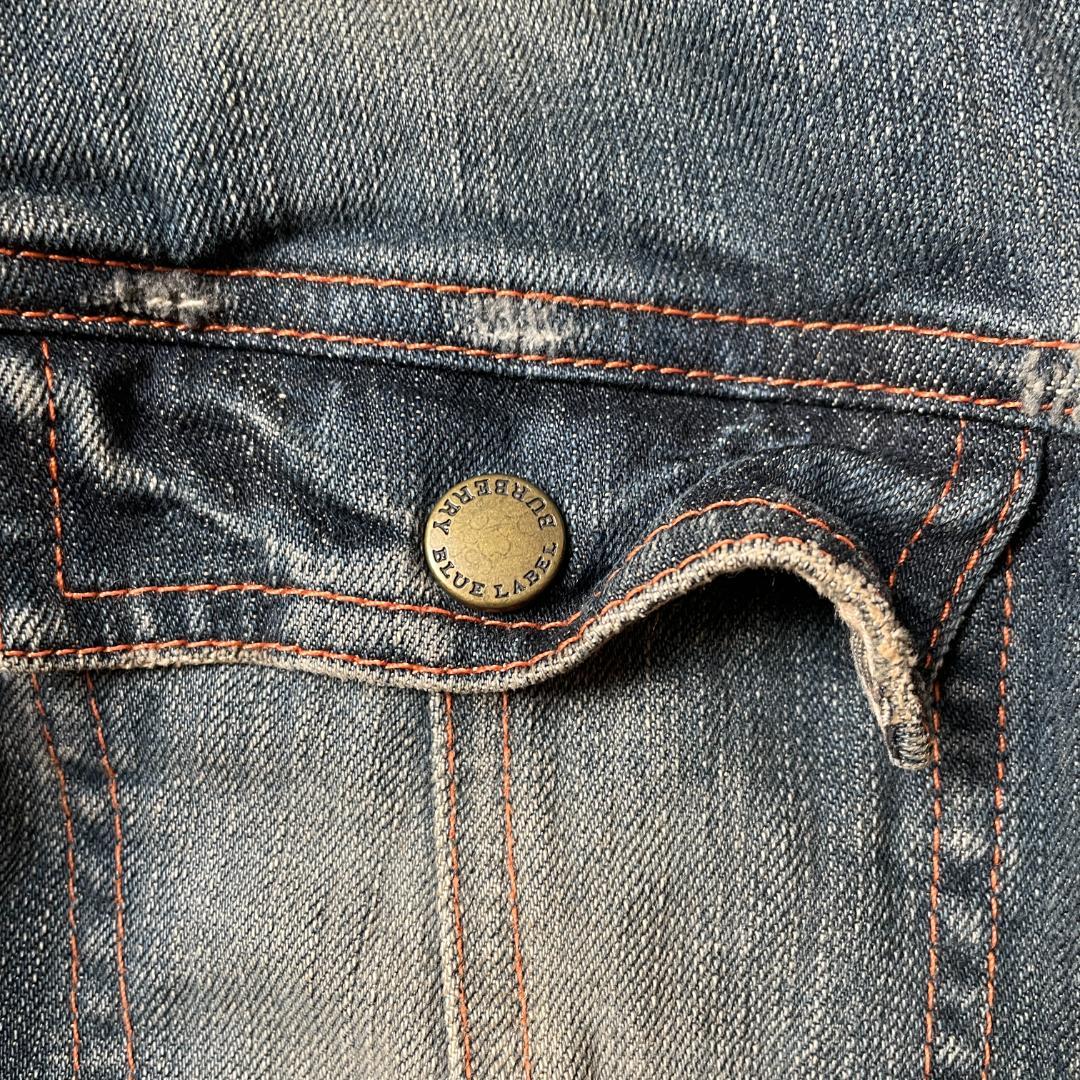 バーバリー ブルーレーベル デニムジャケット リブ切替 ヴィンテージ加工 38