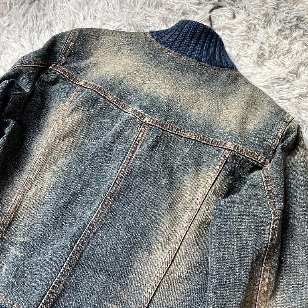 バーバリー ブルーレーベル デニムジャケット リブ切替 ヴィンテージ加工 38