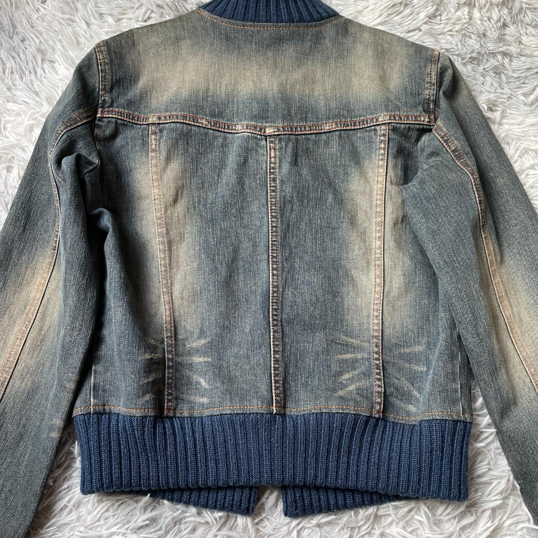 バーバリー ブルーレーベル デニムジャケット リブ切替 ヴィンテージ加工 38