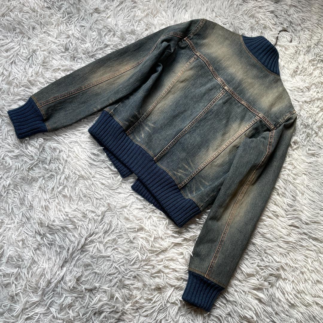 バーバリー ブルーレーベル デニムジャケット リブ切替 ヴィンテージ加工 38