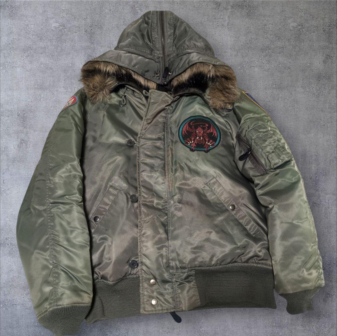 希少モデル✨AVIREX N-2B RED DRAGON ワッペン L カーキ