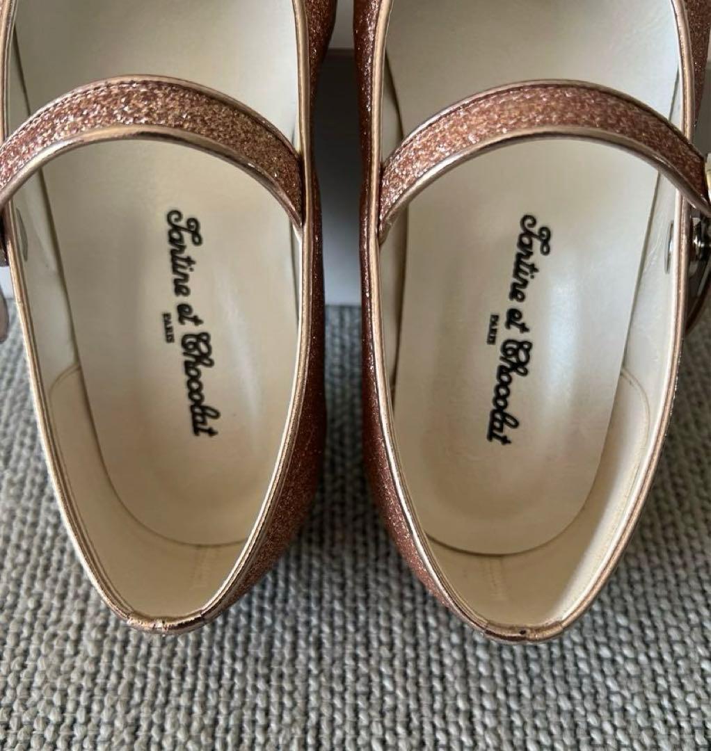 【美品】タルティーヌ エ ショコラ　ラメグリッターシューズ　19cm