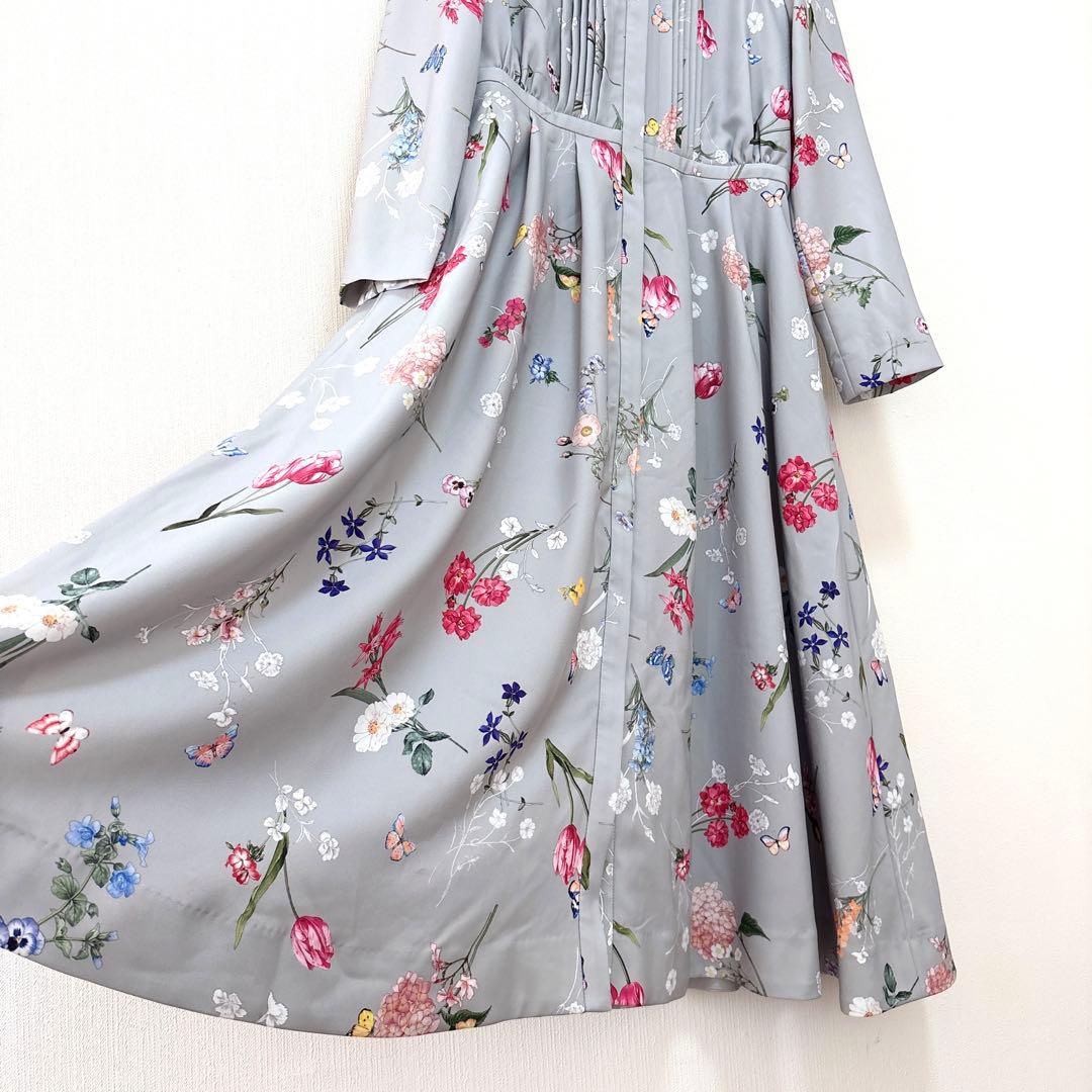 【Chesty】ガーデンプリントシャツワンピース（グレー）【定価25,850円】