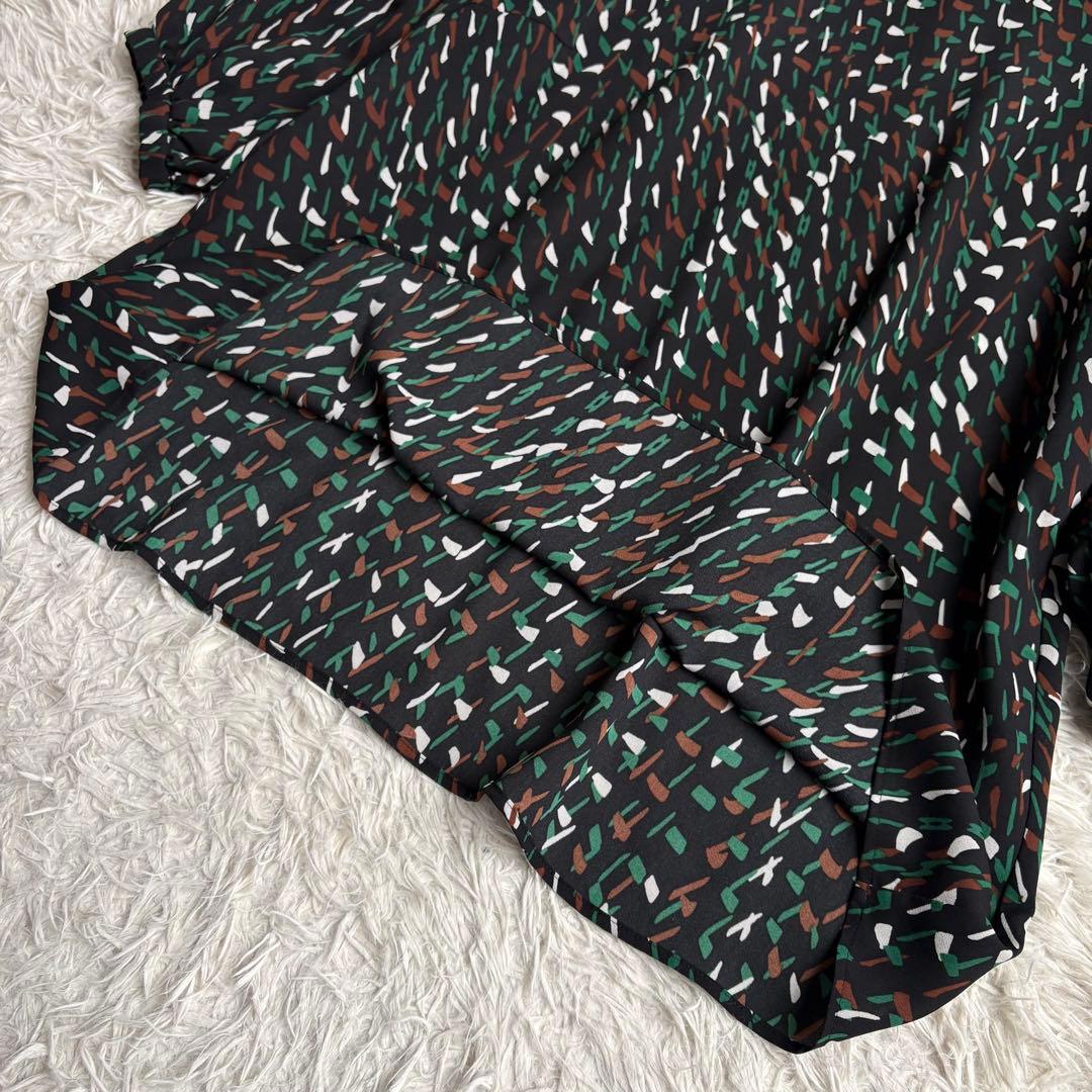 未使用級 22年♡レリアン プリントバルーン七分袖ブラウス チュニック 13+