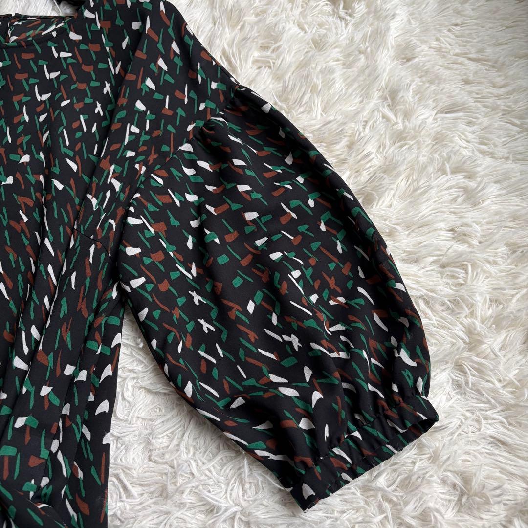 未使用級 22年♡レリアン プリントバルーン七分袖ブラウス チュニック 13+