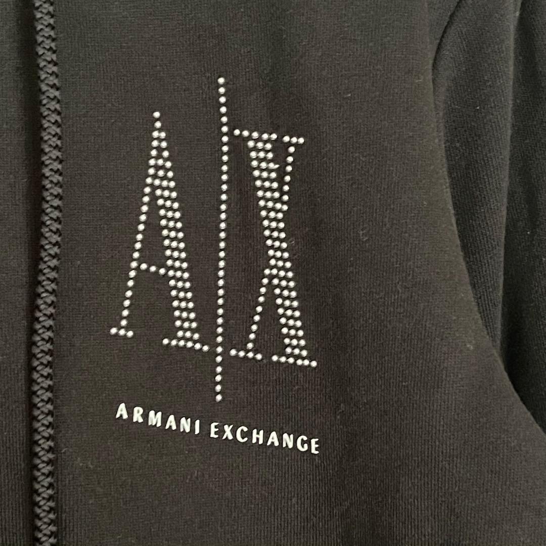 【美品】アルマーニエクスチェンジ　スタッズICON　ジップアップスウェットパーカ