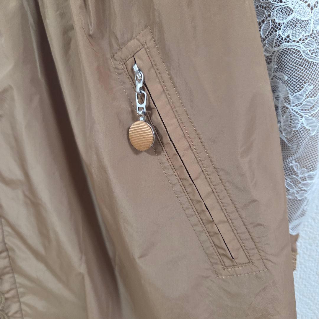 【スーパービューティー】袖レースデザイン/ショルダーフリルコート/ベージュ/40