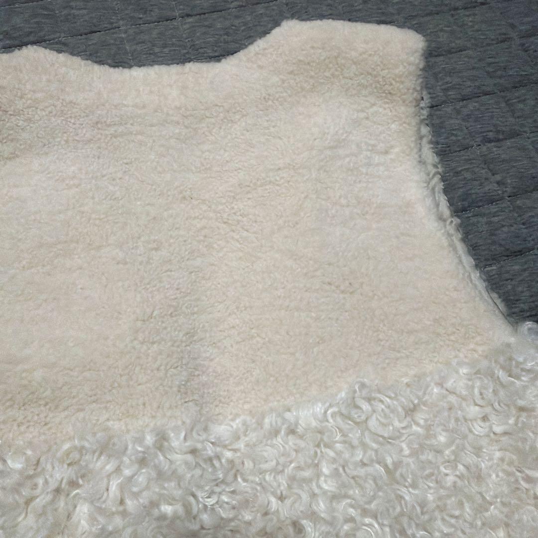 新品　PASSIONE パシオーネ　エコファー ノーカラーベスト　Vネック　ジレ