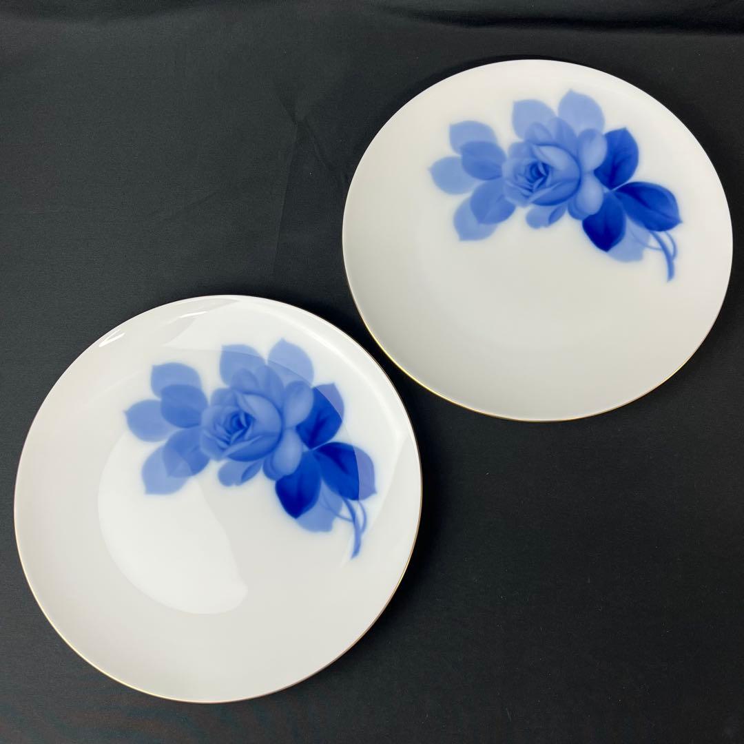 大倉陶園　ブルーローズ　23cm　ミート皿　2枚セット