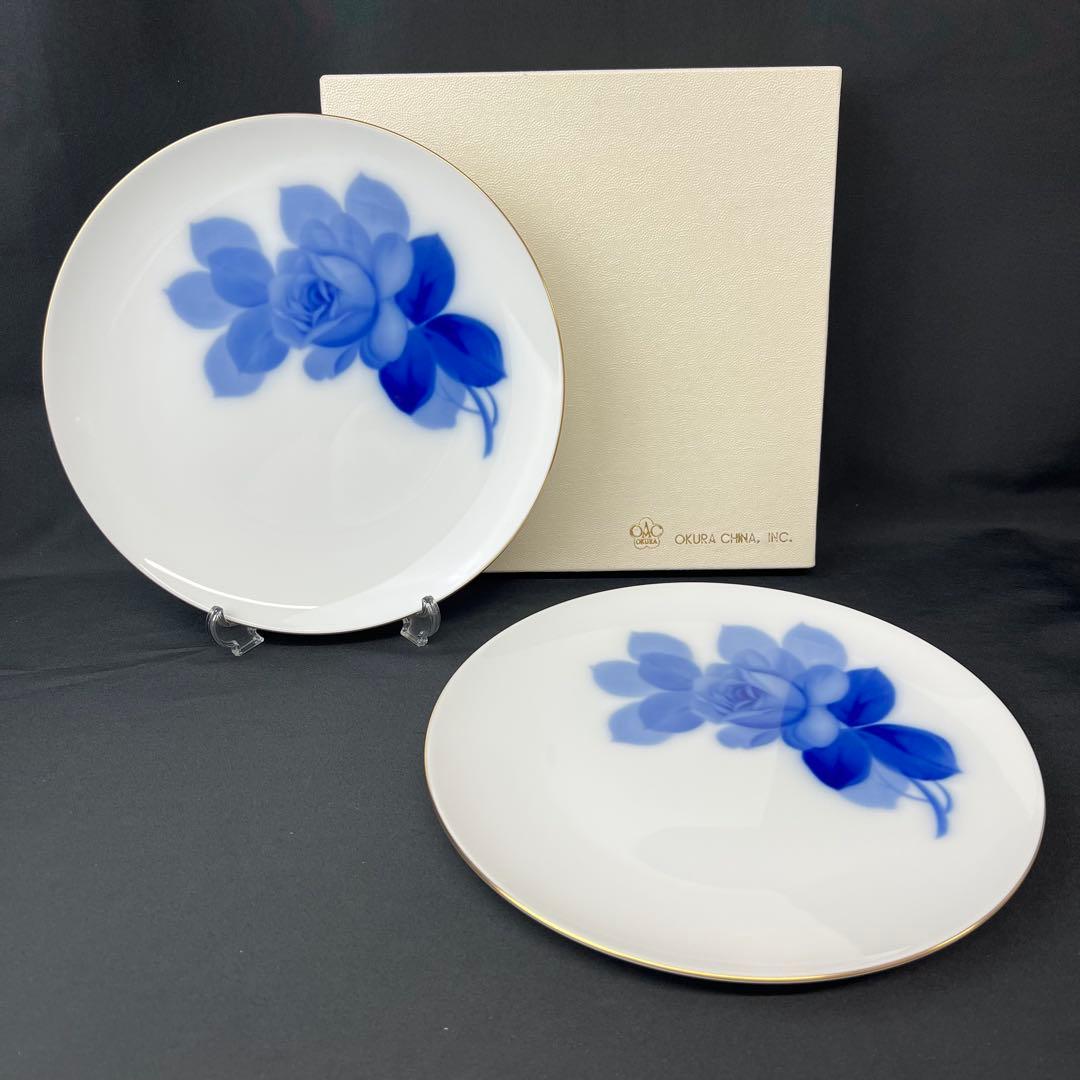 大倉陶園　ブルーローズ　23cm　ミート皿　2枚セット