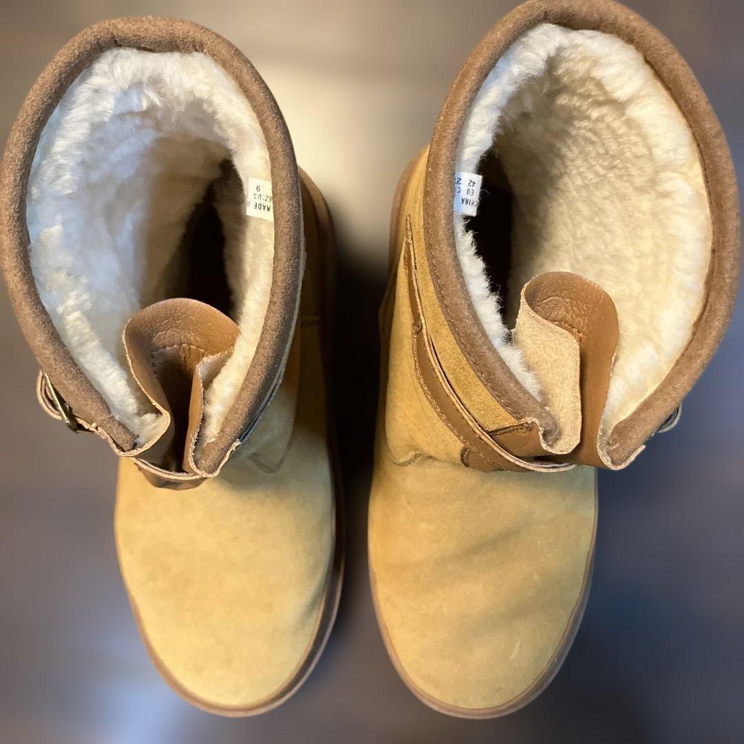 ベージュ スエード ムートンブーツ
