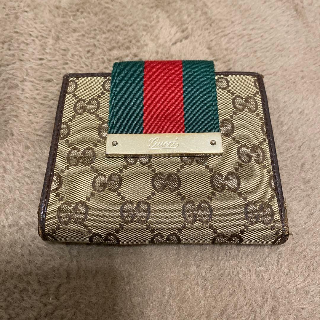 値下げしました！GUCCI 二つ折り財布　シェリーライン　中古