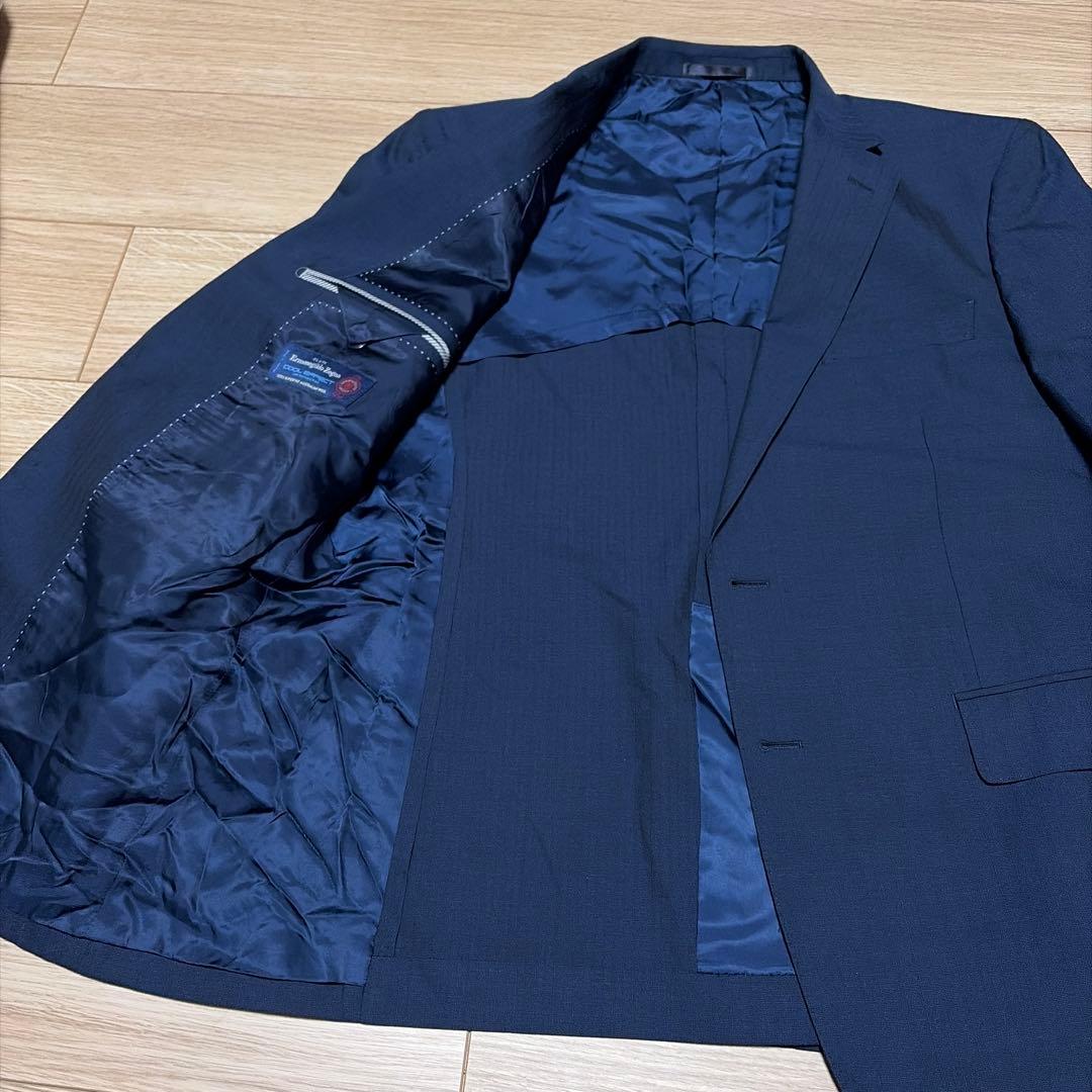 専用エルメネジルド ゼニア×オンワード　セットアップ　ネイビーシャドウストライプ