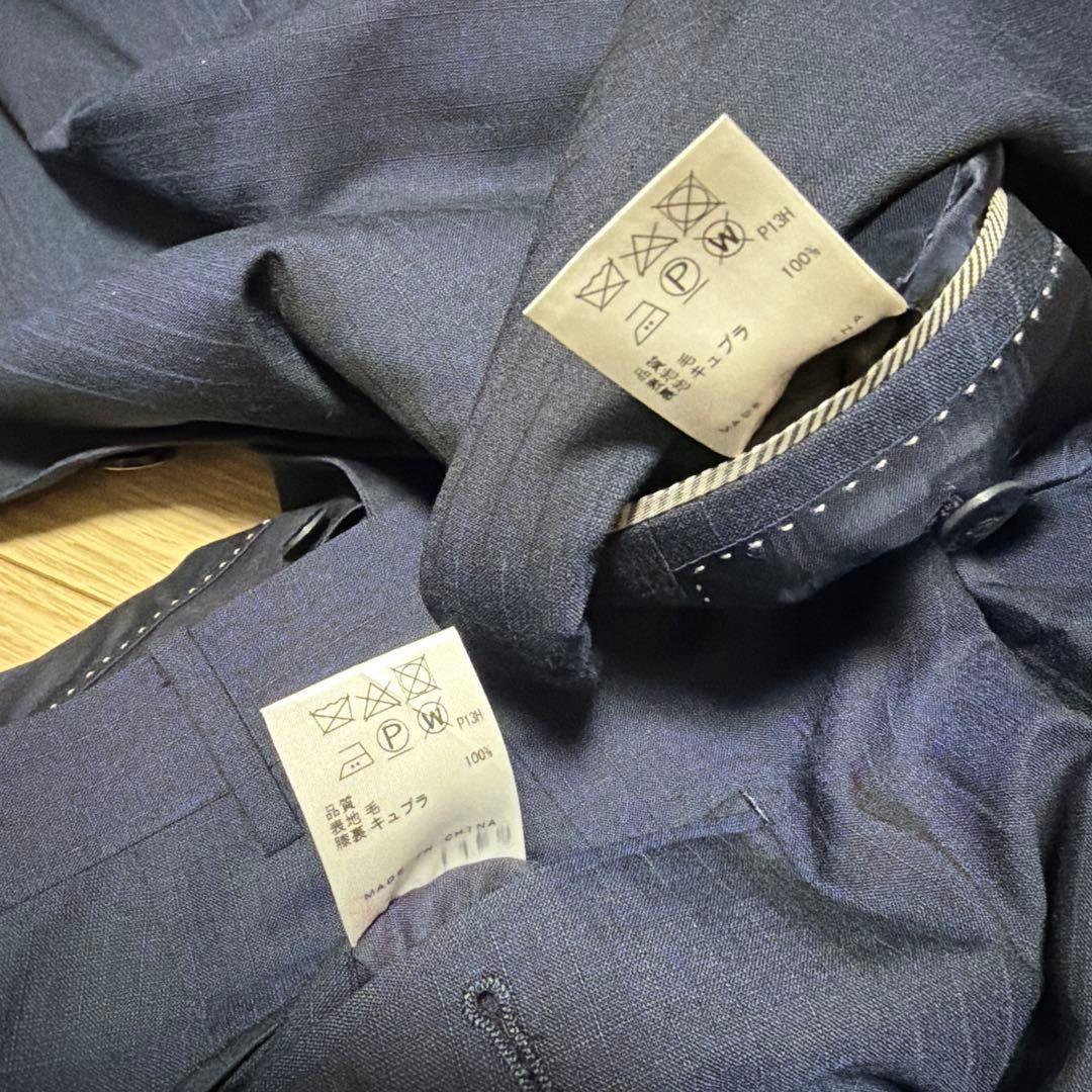 専用エルメネジルド ゼニア×オンワード　セットアップ　ネイビーシャドウストライプ