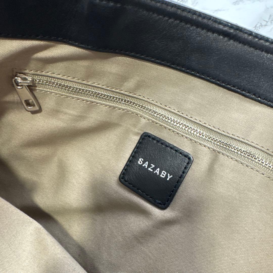 SAZABY サザビー 本革 レザー リクルート ビジネストートバッグ 黒