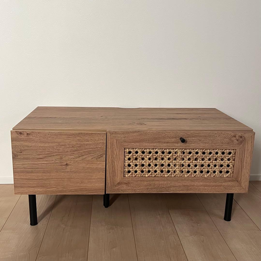 ラタン調　木製テレビボード　テレビ台 幅80cm