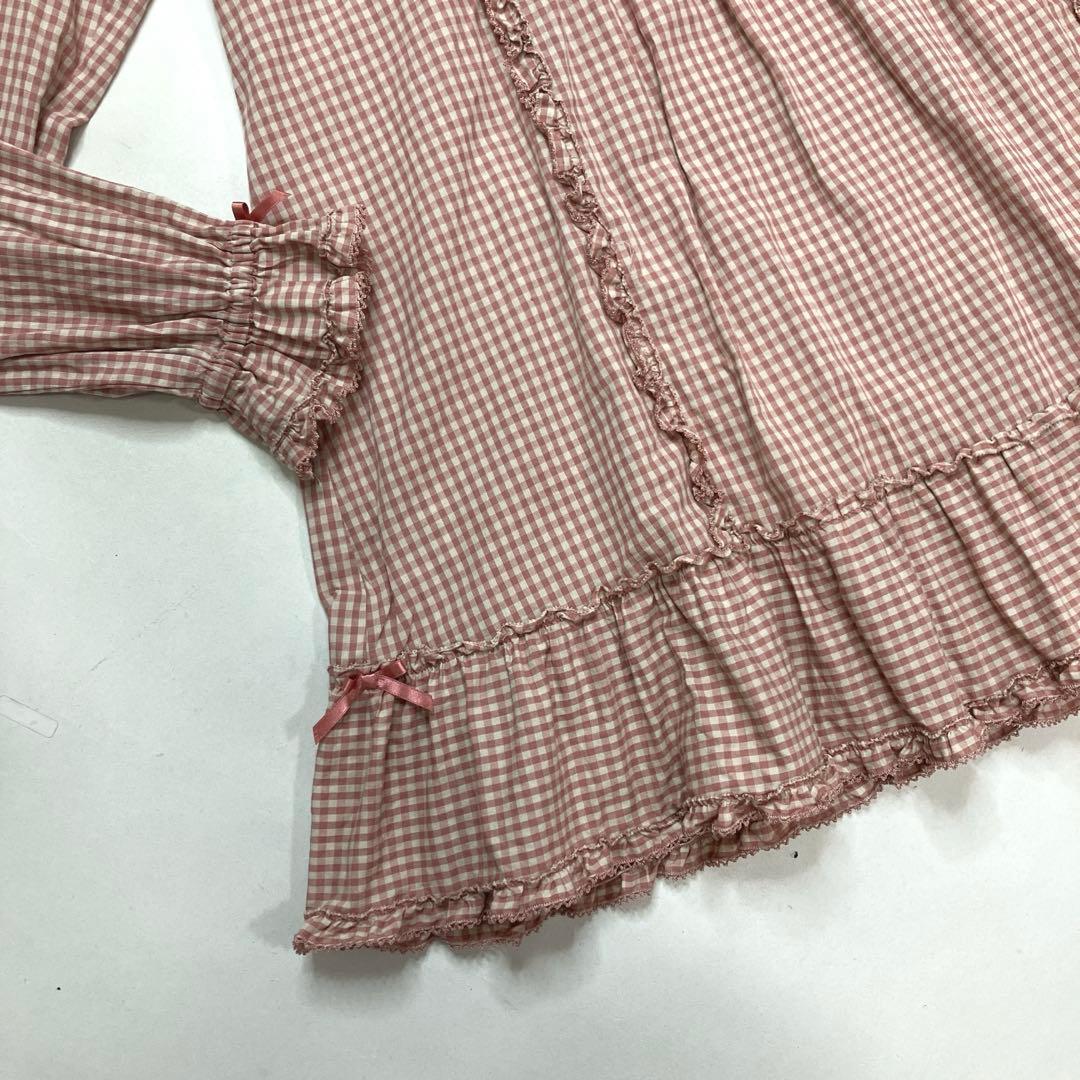 【美品】ピンクハウス ピンクギンガム バラ刺繍 チュニック/2023年