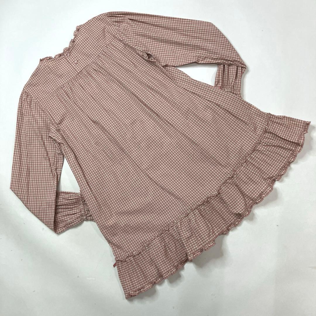 【美品】ピンクハウス ピンクギンガム バラ刺繍 チュニック/2023年