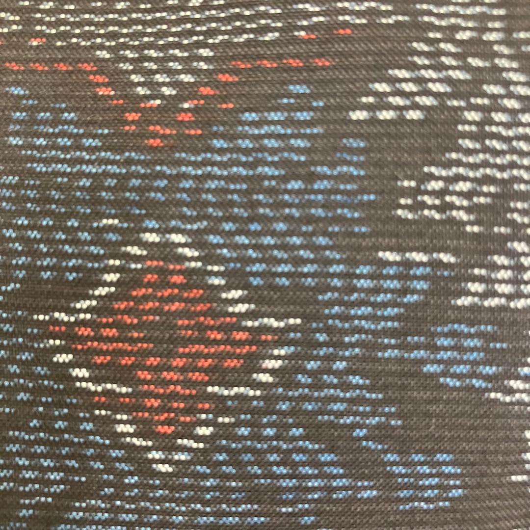 大島紬　幾何学柄　Vネック ノースリーブ　ワンピース　着物リメイク