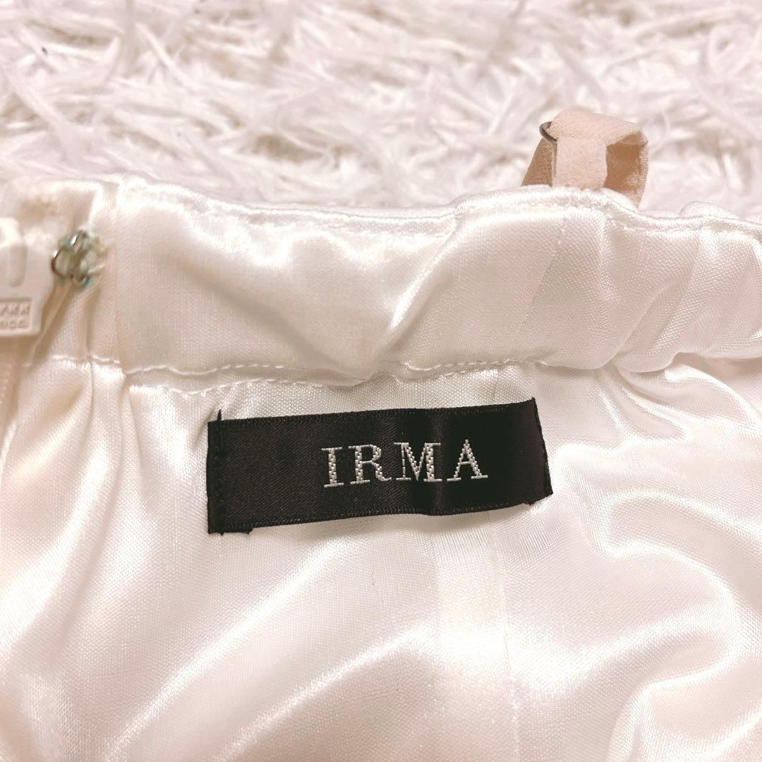 IRMA キャミソール ビジュー レース 刺繍 タイト ミニ ドレス 白 S