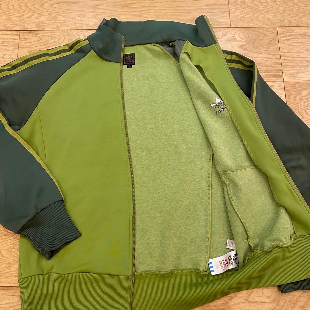 限定価格❗️アディダス 旧ロゴ トラックジャケット ジャージ グリーン L 万国旗
