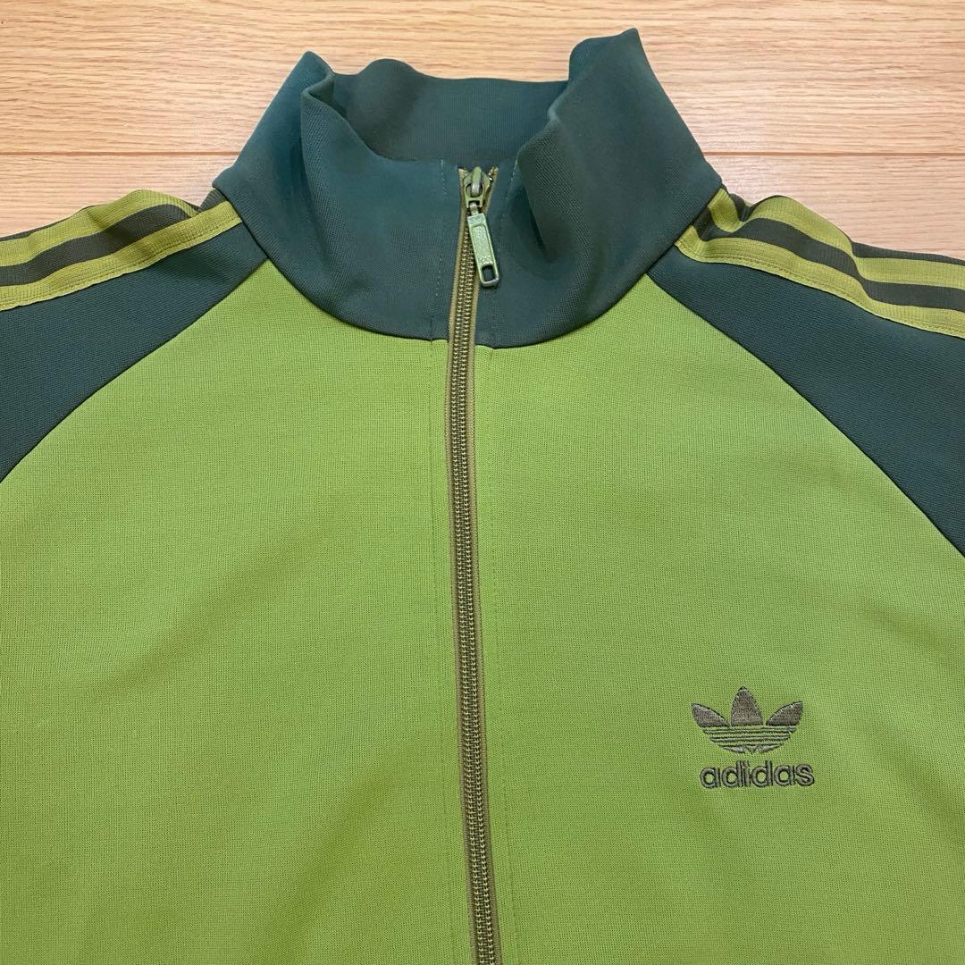 限定価格❗️アディダス 旧ロゴ トラックジャケット ジャージ グリーン L 万国旗