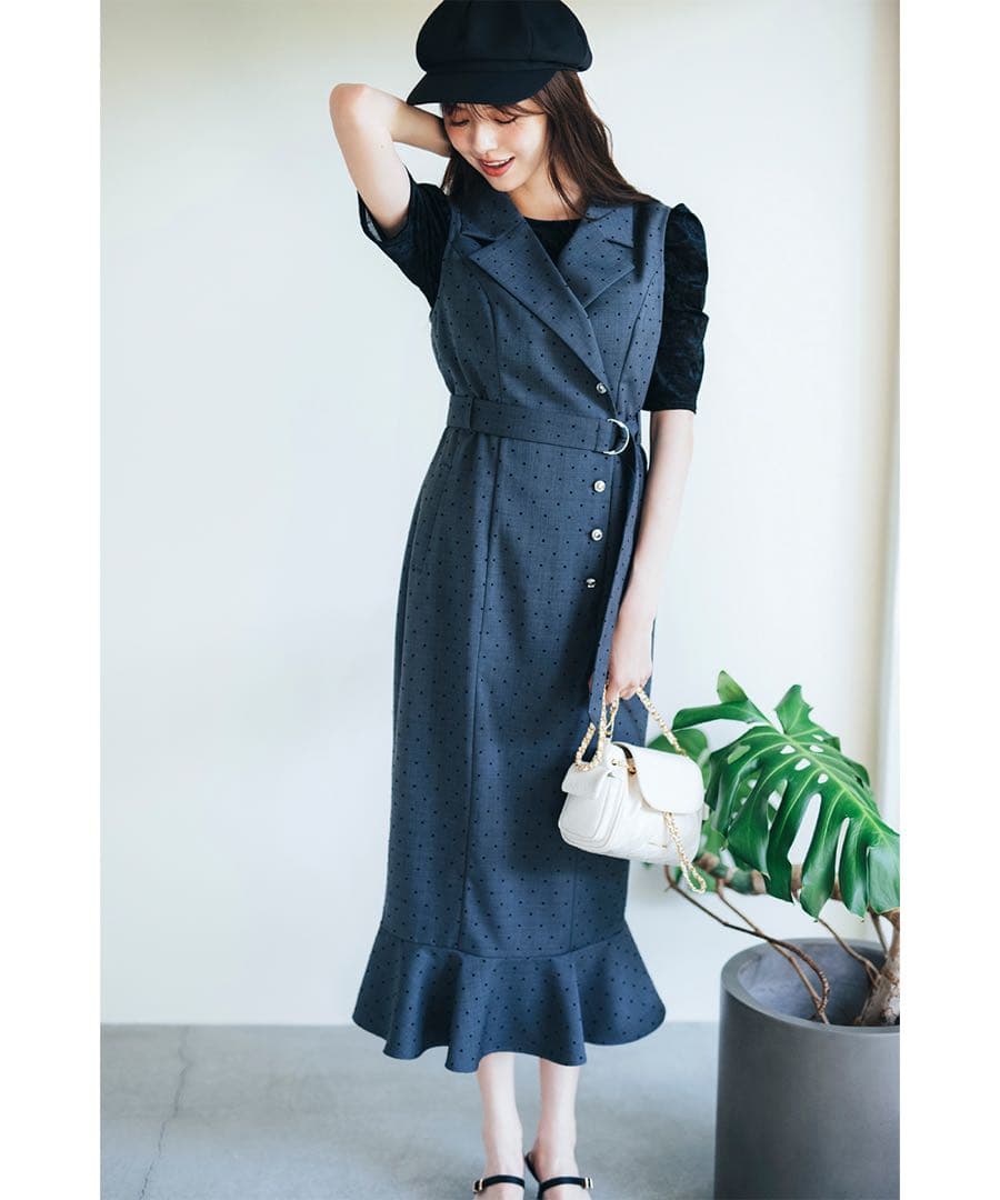 LILLIAN CARAT リリアンカラット ヘムフレアジャケットワンピース