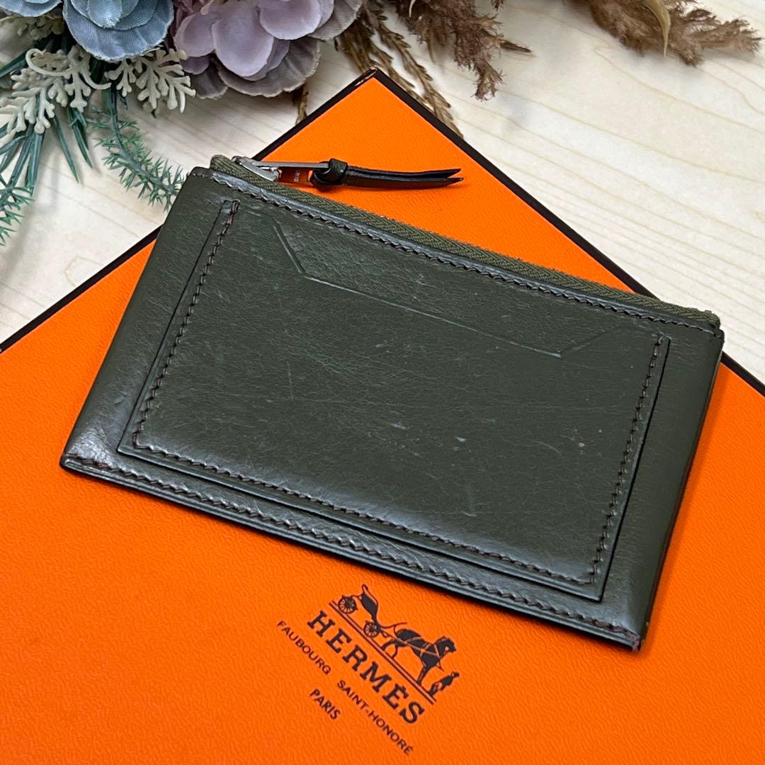 エルメス クラリス PM レザー グリーン ケース スリム コンパクト