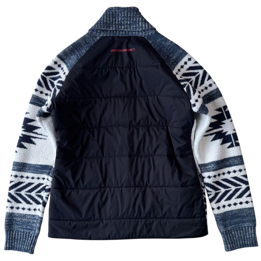 ロサーセン 中綿ニットコンビジャケット ブルゾン 総柄 ストレッチ M