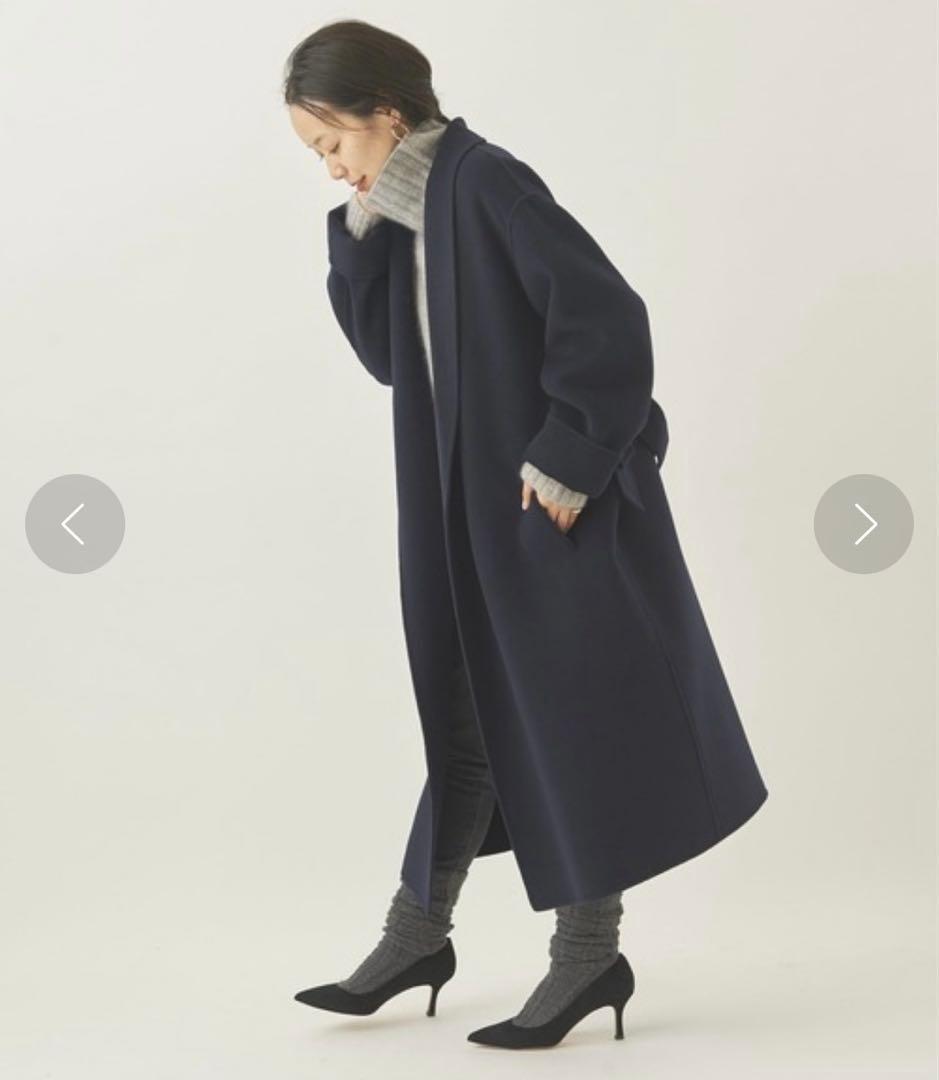 plage 160Sショールカラーラベルテッドコート ネイビー　36