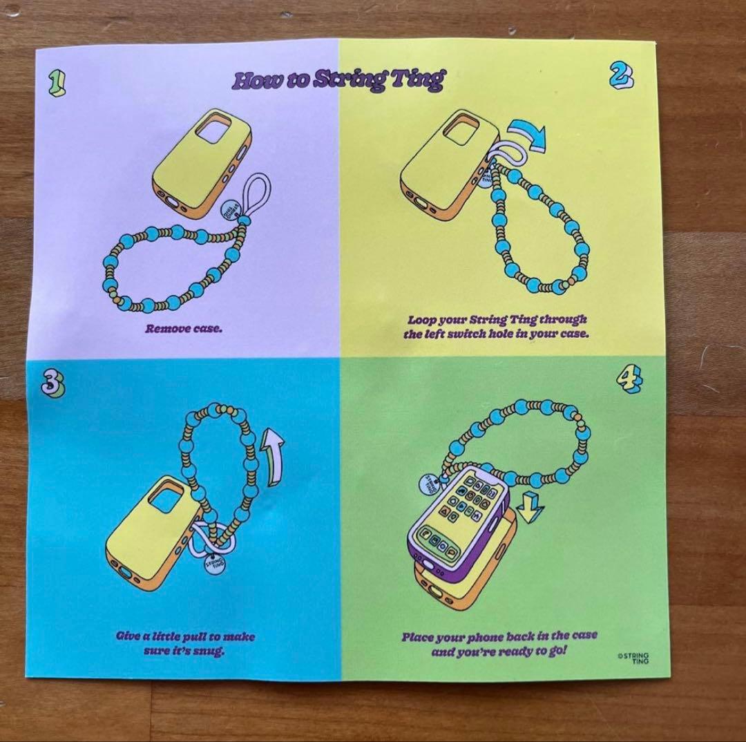 STRING TING BROWN SUEDE ハートビーズ スマホストラップ