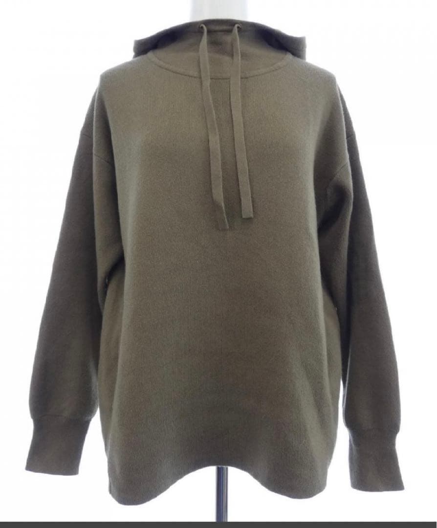 セオリーリュクス☆カシミヤ混ニットパーカー　38カーキ