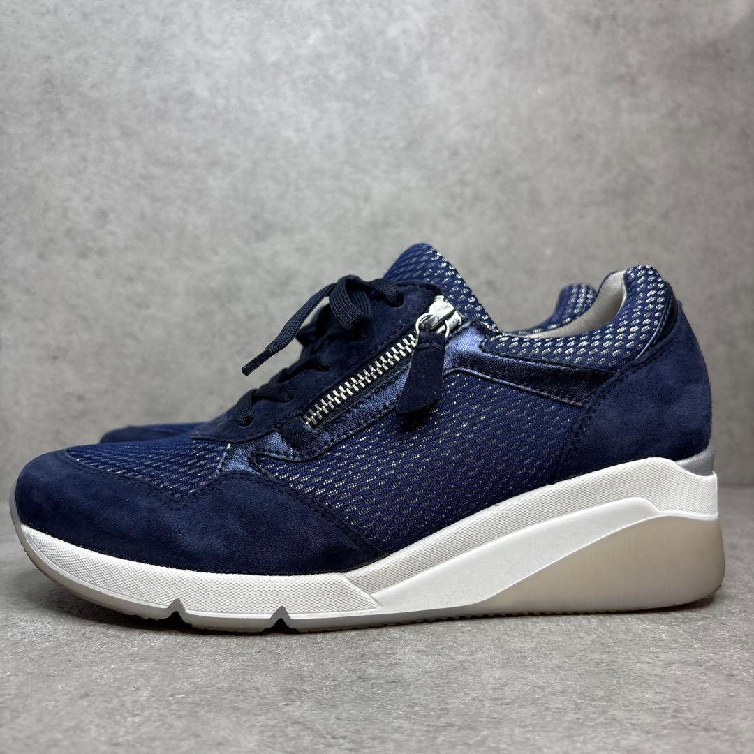 極美品！Gabor ガボール　サイドジップ　厚底　コンフォート　レザースニーカー